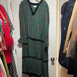 Plaid Green Dress with Ruffle Details